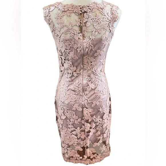 NWT Tadashi Shoji Blush Antique Pink Lace Cocktail Dress SIZE 8 - Picture 5 of 16